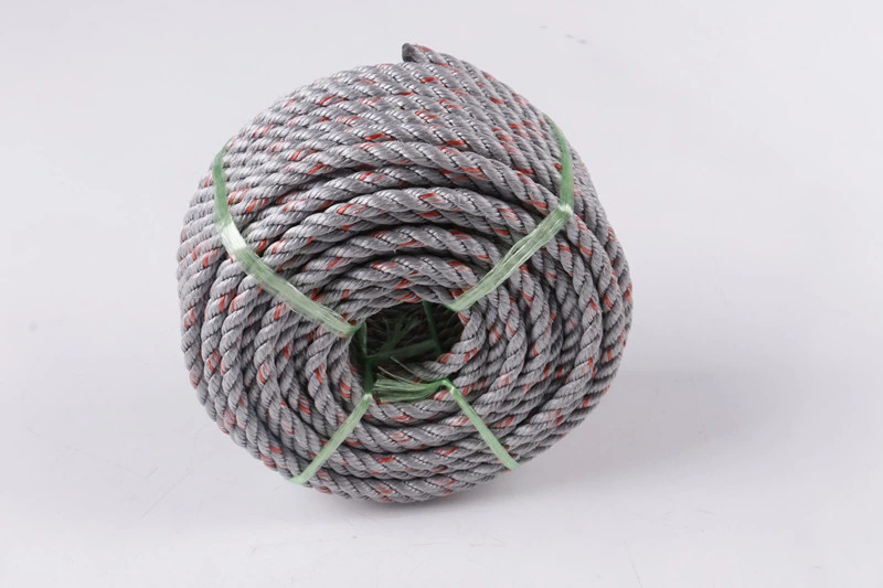 PP Plastic Danline Rope 3 Strands Grey Color with Red Streak