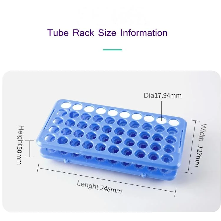 Anti-Skid 50 trous en plastique du support de tube de test de la chimie du support du tube d'essai avec différentes couleurs pour choisir