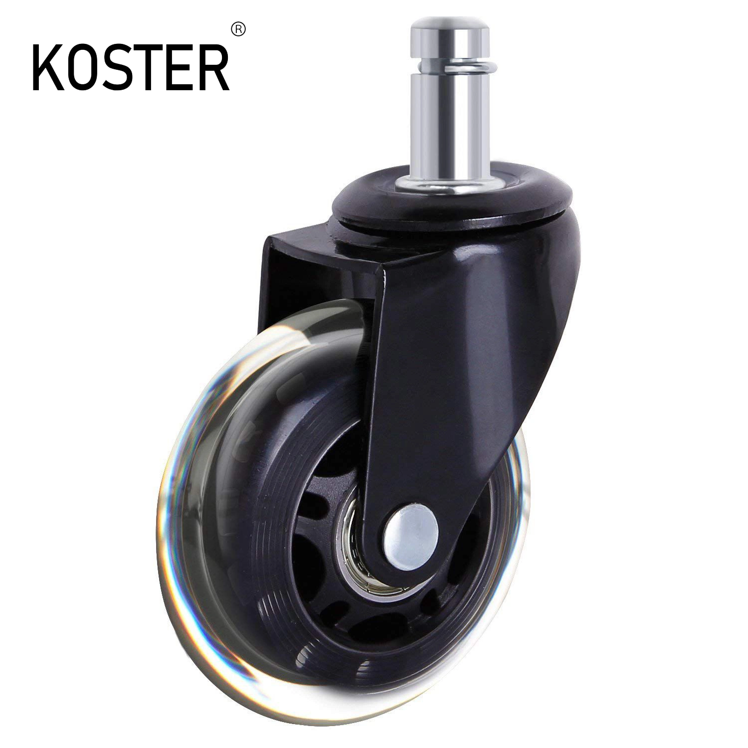 Black PU Transparent Casters Furniture Wheels Office Chair Caster Wear Resistant Silicone Chair Casters