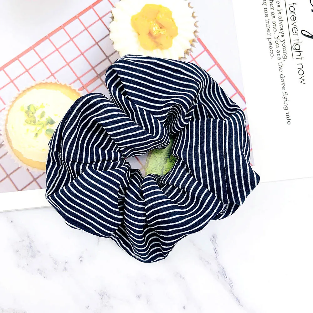 Factory Main Product Fashion Accessories Hair Band Stripe Printed Women Hair Scrunch