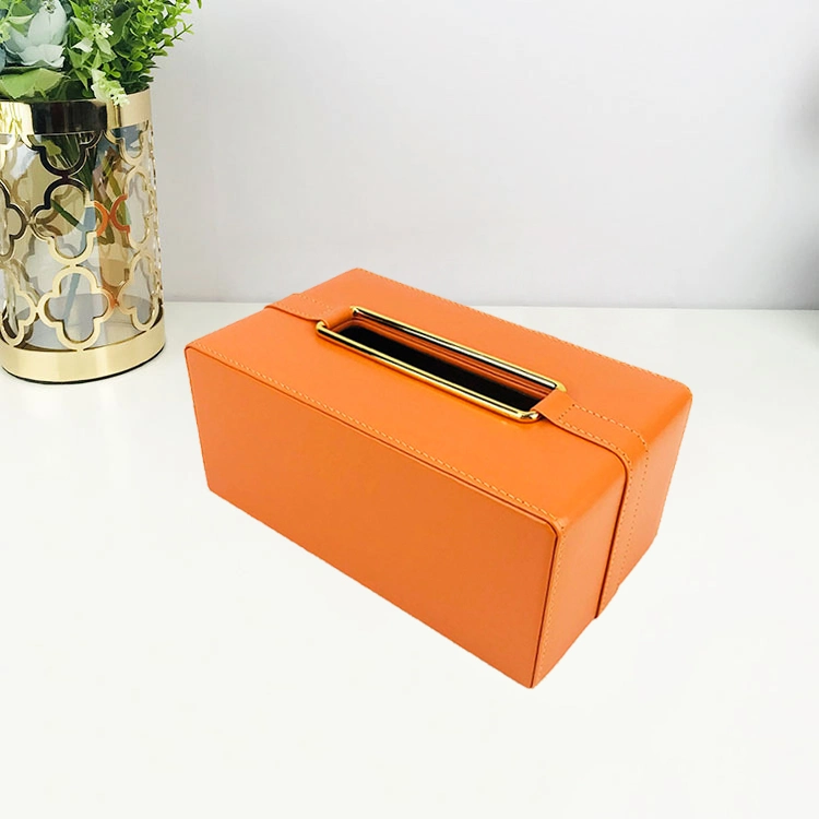 European Style High quality/High cost performance  Rectangular Leather Face Paper Tissue Boxes for Car and Home