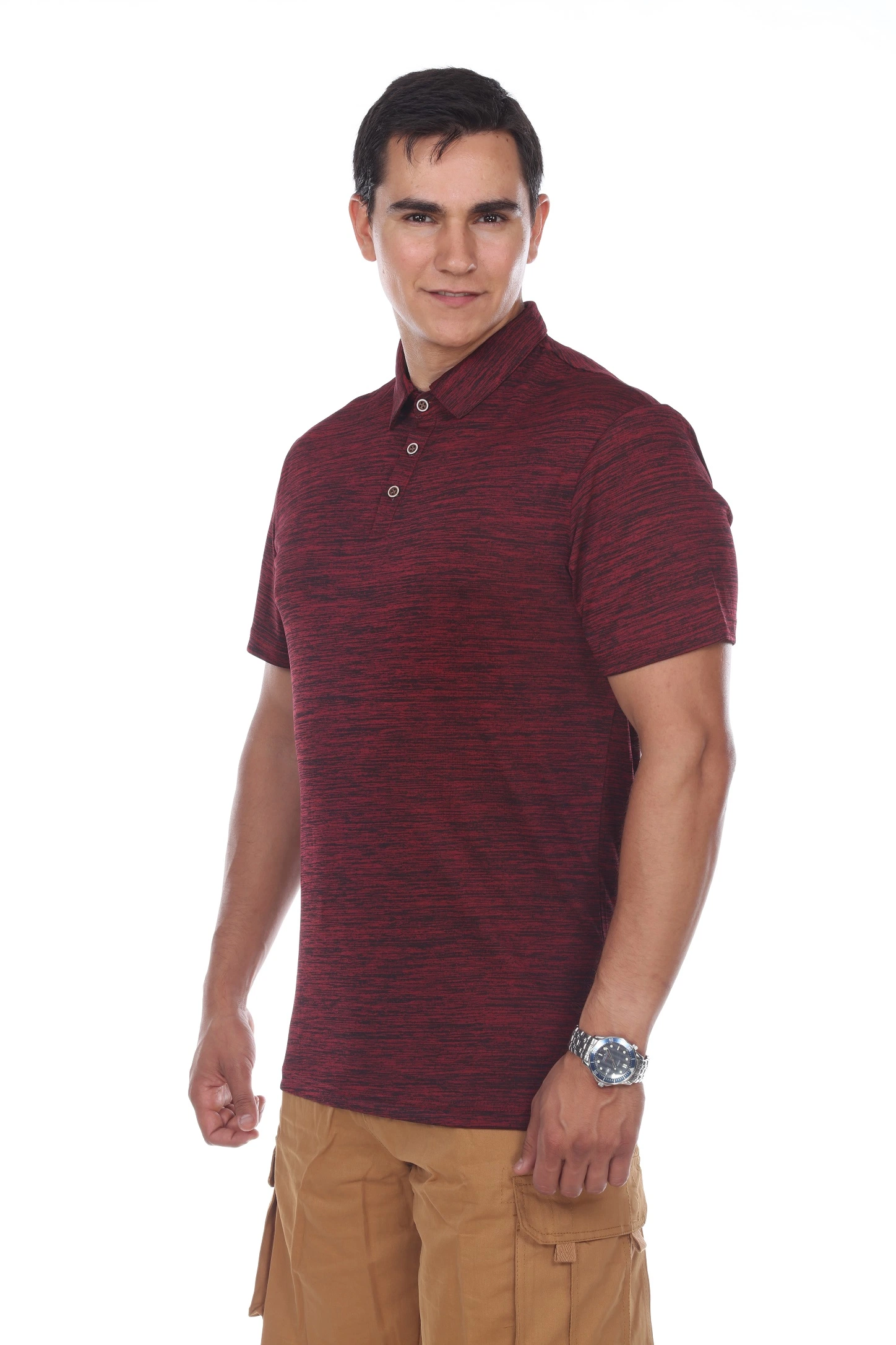 Mens Polo Shirt with Marled Jersey Simple Fashion Sportswear Style