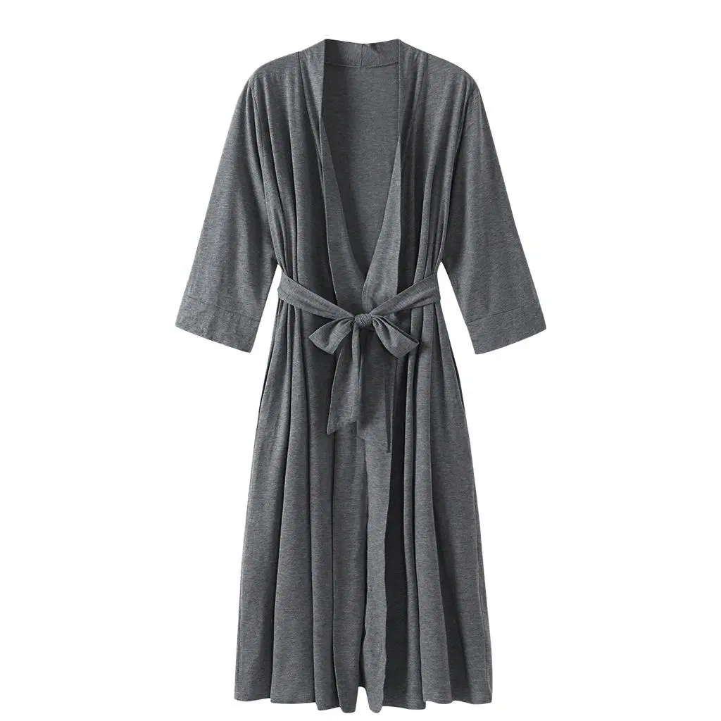 7-Point Sleeve Long Pajamas Womans Bathrobe with Logo SPA Bathrobe