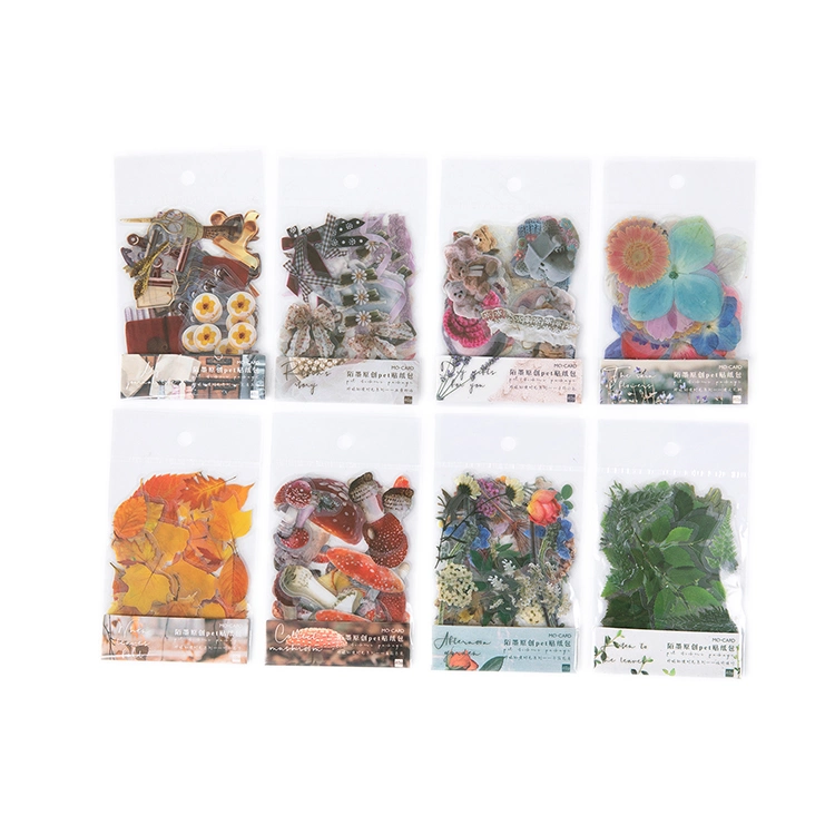 La Chine fournisseur DIY Vintage fleur des feuilles des plantes Journal étiquette Die Cut Adhésif Décoratif Pet Stickers étanche