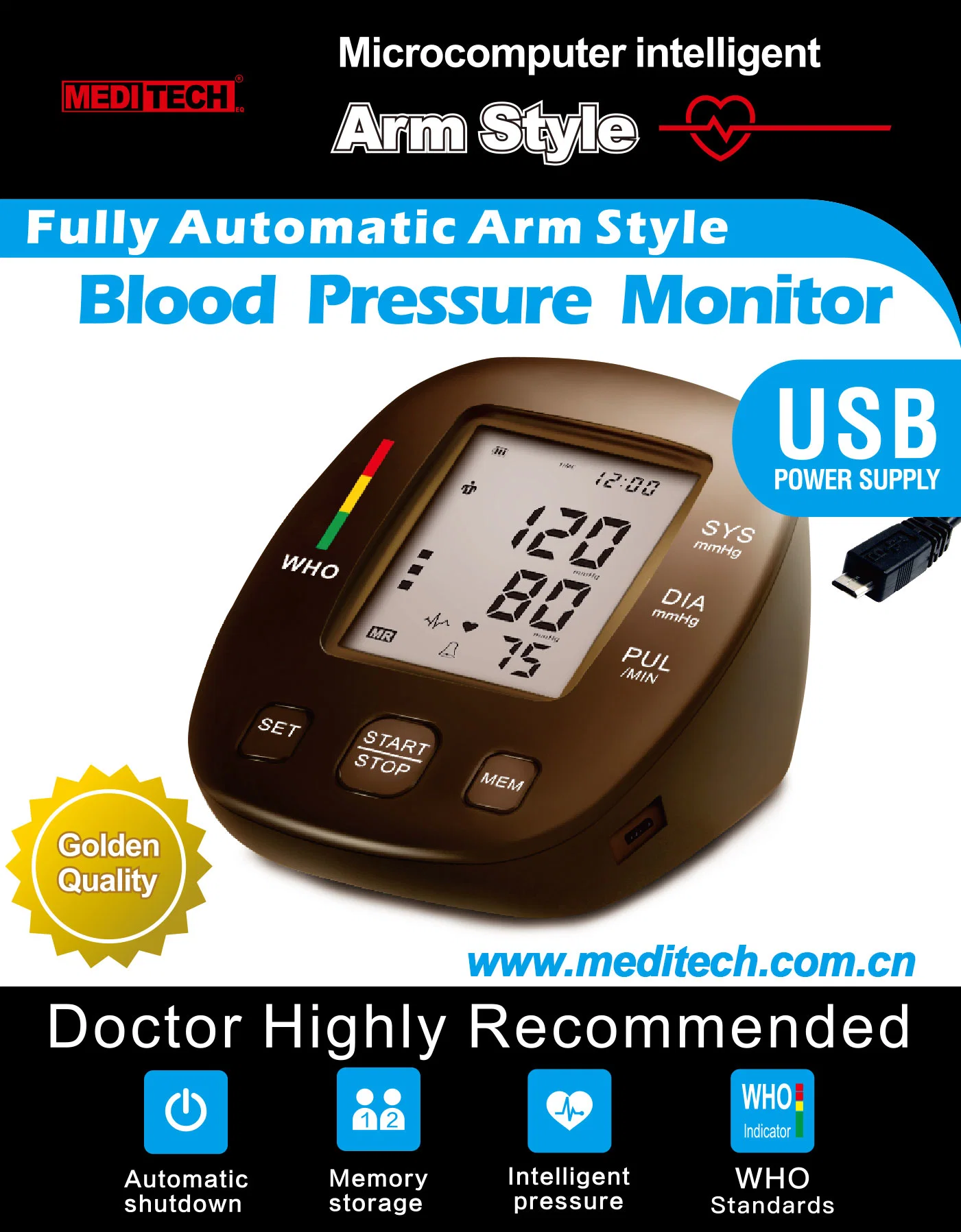 MD05X Meditech Medical Equipment Portable Digital Blood Pressure Monitor with Ce&ISO Approved