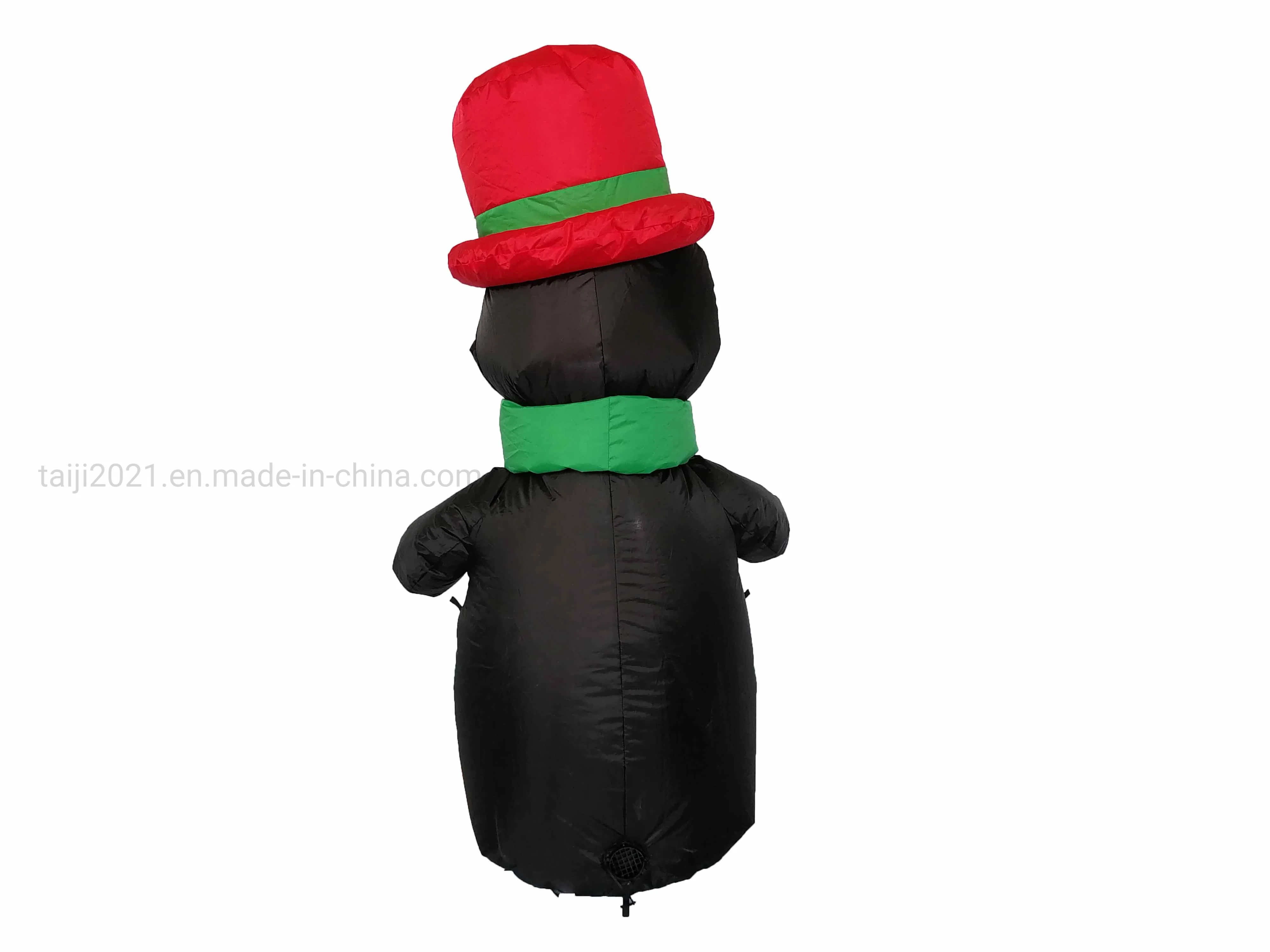 4FT Christmas Penguin with Gentleman Hat Inflatable Indoor Outdoor LED Yard Decoration