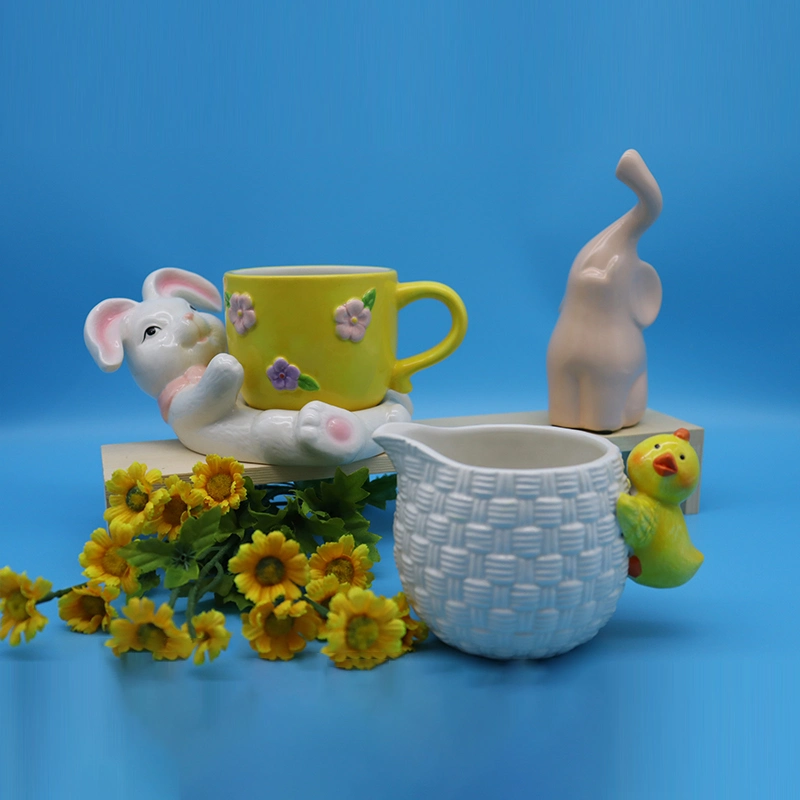 Nuevo diseño de alta calidad de la Pascua de cerámica artesanal decoración vacaciones creativas de taza de café taza de leche de Conejo Home/hotel/restaurante/regalos