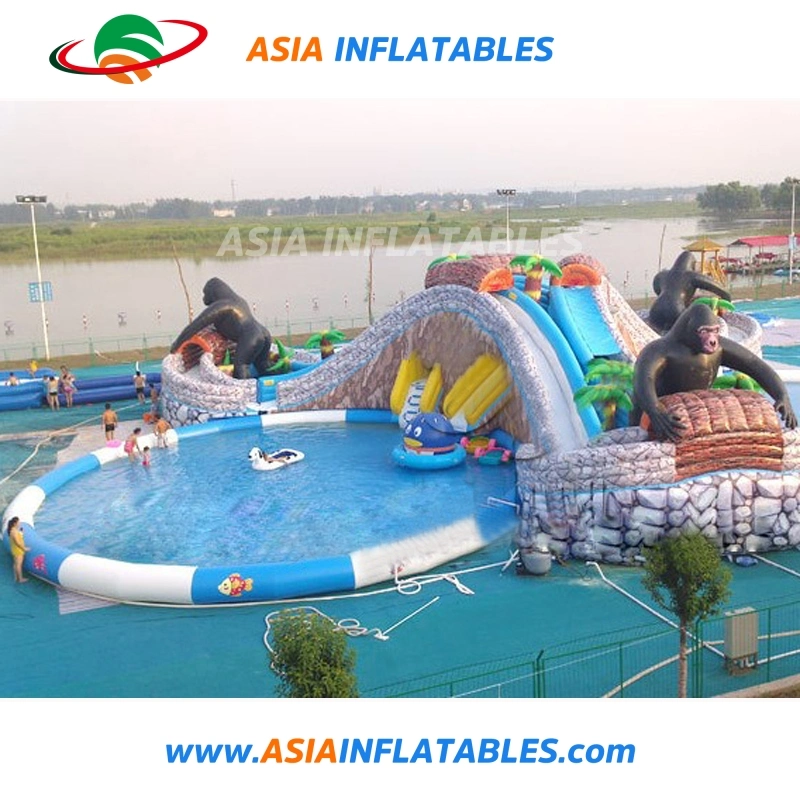 Giant Inflatable Land Pool Amusement Water Park with Slide