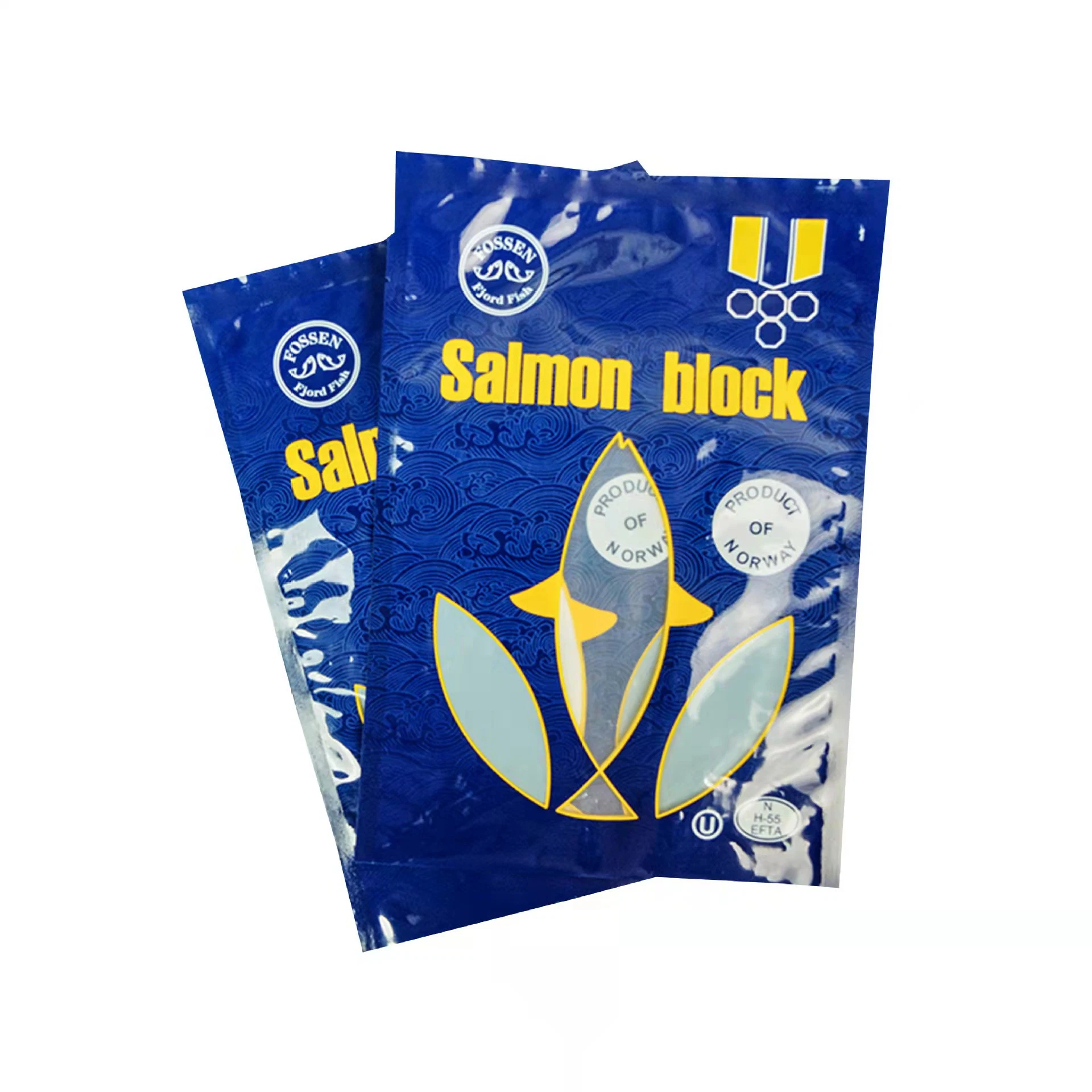 Impresos personalizados sellado lateral tres lonchas de salmón congelado envasado de alimentos Bolsa Bolsa con cremallera