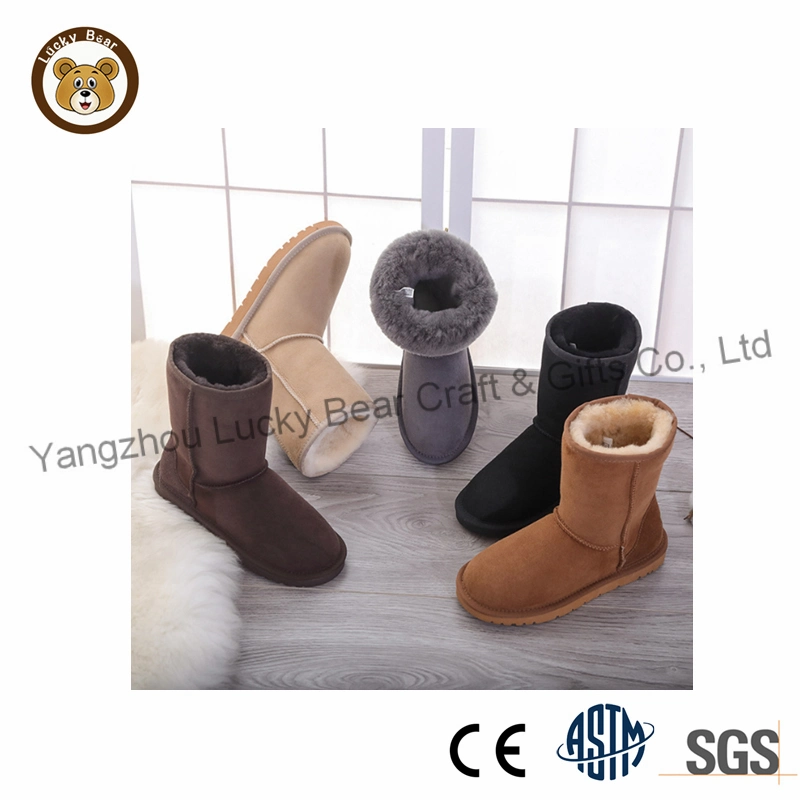 Lady Sheepskin piel de oveja piel de piel cálida impermeable clásica MID-Calf nieve duradera Australia botas de invierno con piel de oveja