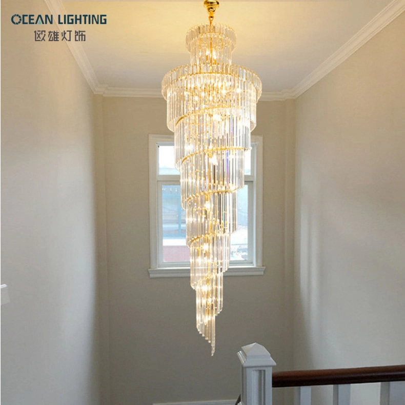 Modern Luxury Design Large Hanging Long Crystal Chandeliers Ceiling for Stairs