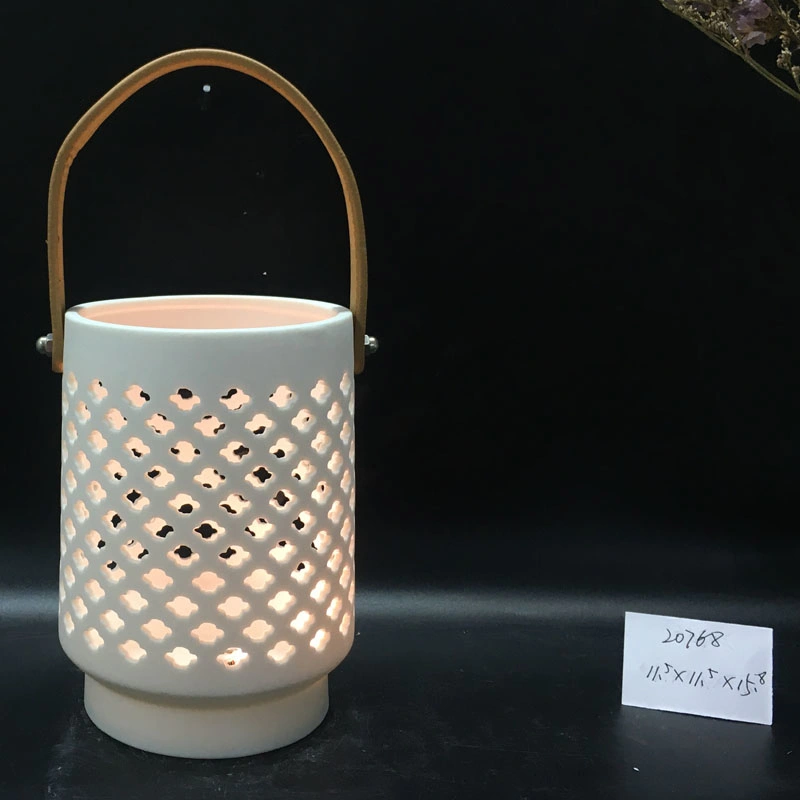 White Ceramic Garden and Home Lantern LED Light Lantern for Party Decoration
