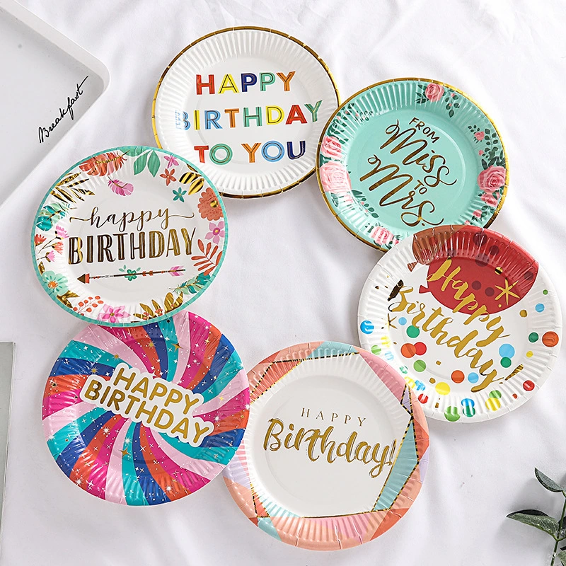 Colorful Plates Set of 10 PCS Disposable Paper Plates Set for Birthday Party