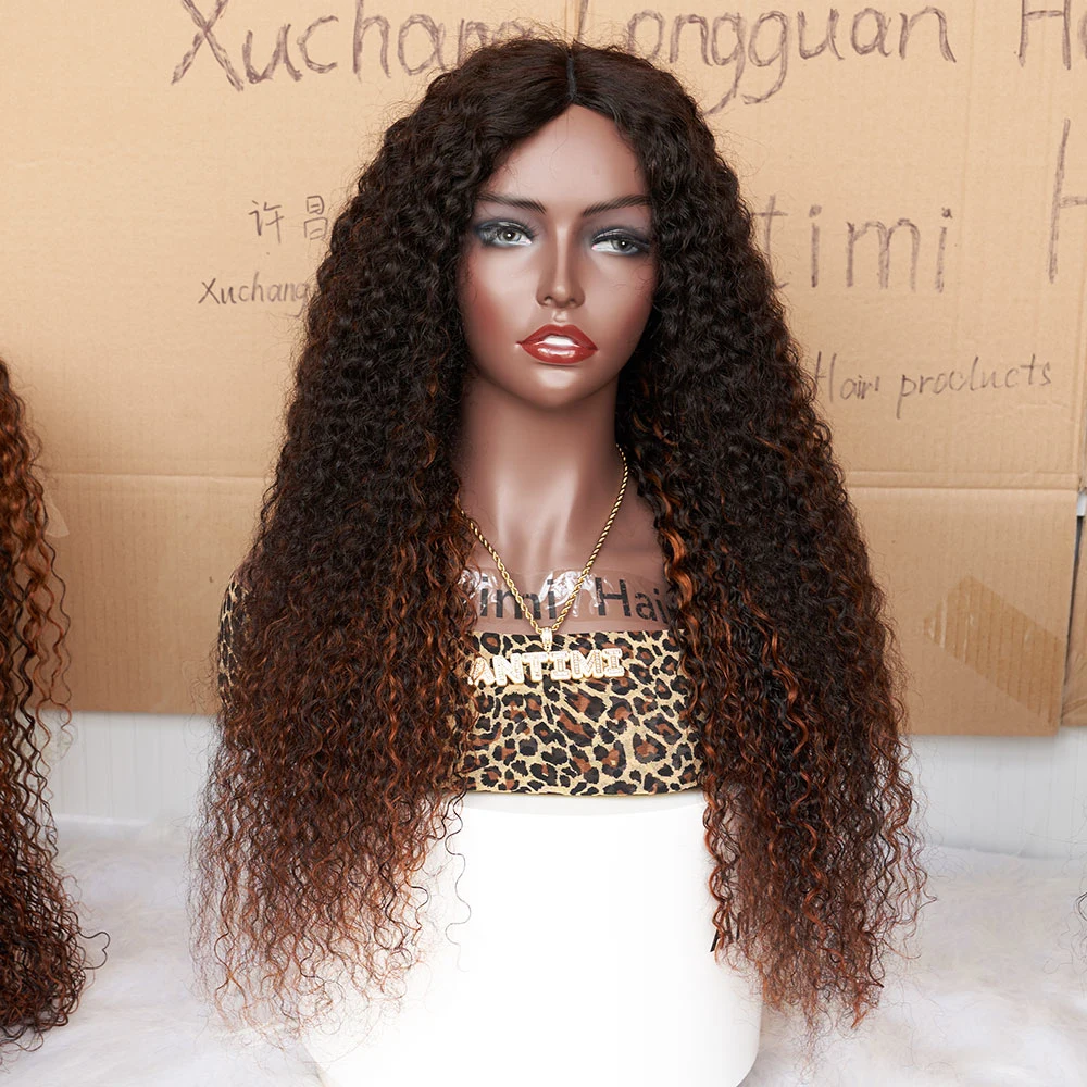 Factory Wholesale/Supplier Hair Piano Color Jerry Curly V Part Lace Front Wigs