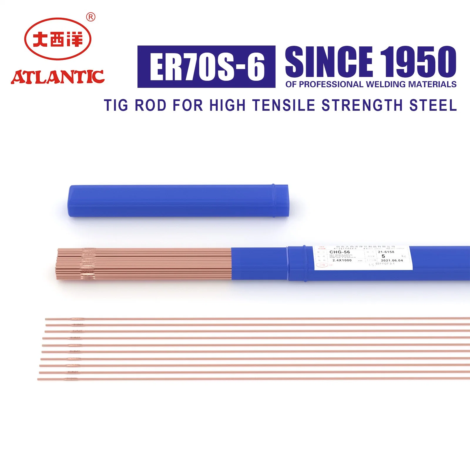 Atlantic 3.2mm Custom Package OEM Er70s-6 Welding Rod Welding Electrode for High Tensile Steel