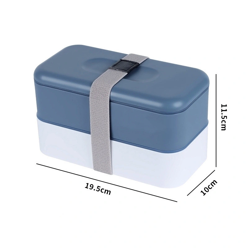 1.1L Two Layers Leakproof Plastic ABS Stainless Steel Food Storage Container with Bandage