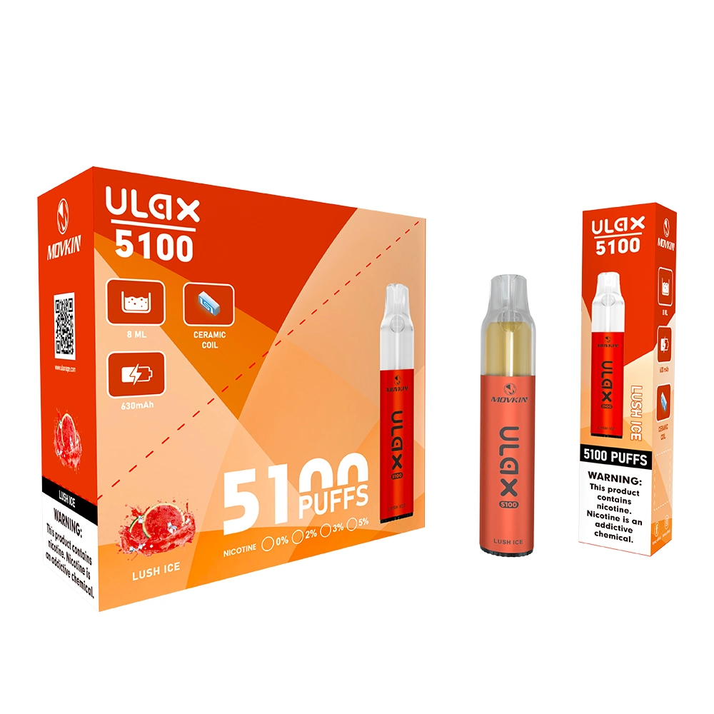 Alta calidad E-Cigarette Movkin Ulax 5100 Puffs bobina cerámica original Batería recargable VAPE desechable