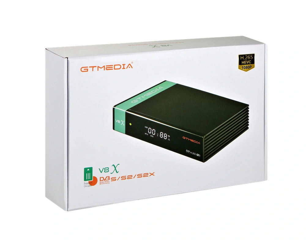 Receptor de 265 TV satélite Gtmedia V8X H.264 DVB-S/S2/S2X mais recente com ranhura para cartão CA