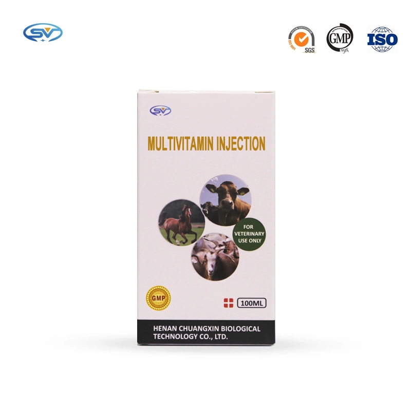 Injection vétérinaire de croissance de gain de poids Injection multivitaminée de 50 ml pour bovins, moutons, chevaux, chiens et chats.