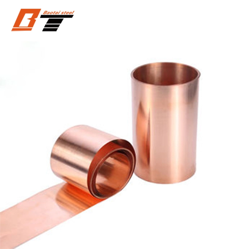 Copper Coil Sheet Strip Coil Roll Rote Kupfer Glatte Folie (C10100 C10200 C10300 C10400) Elektronische nicht-Legierung Red Kupfer weich hart