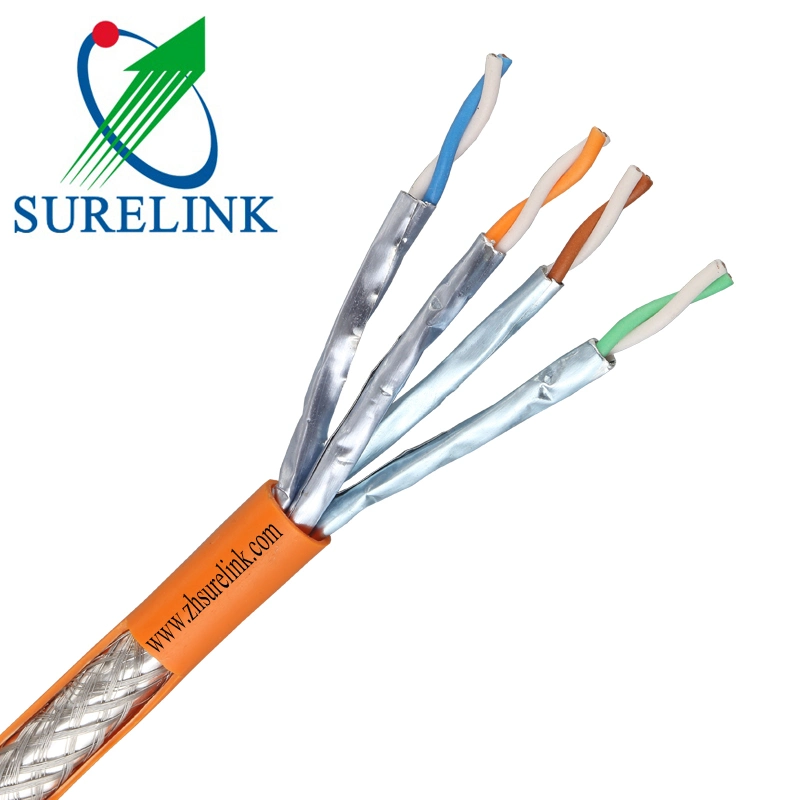 Surelink OEM de fábrica de 4par 23AWG a 1000MHz de alta velocidad de cable LAN Cable Ethernet pasar la prueba de Fluke 305Rollo m s F/UTP FTP FTP/SFTP SF/UTP Fftp SSTP CAT7 CAT6 CAT6A