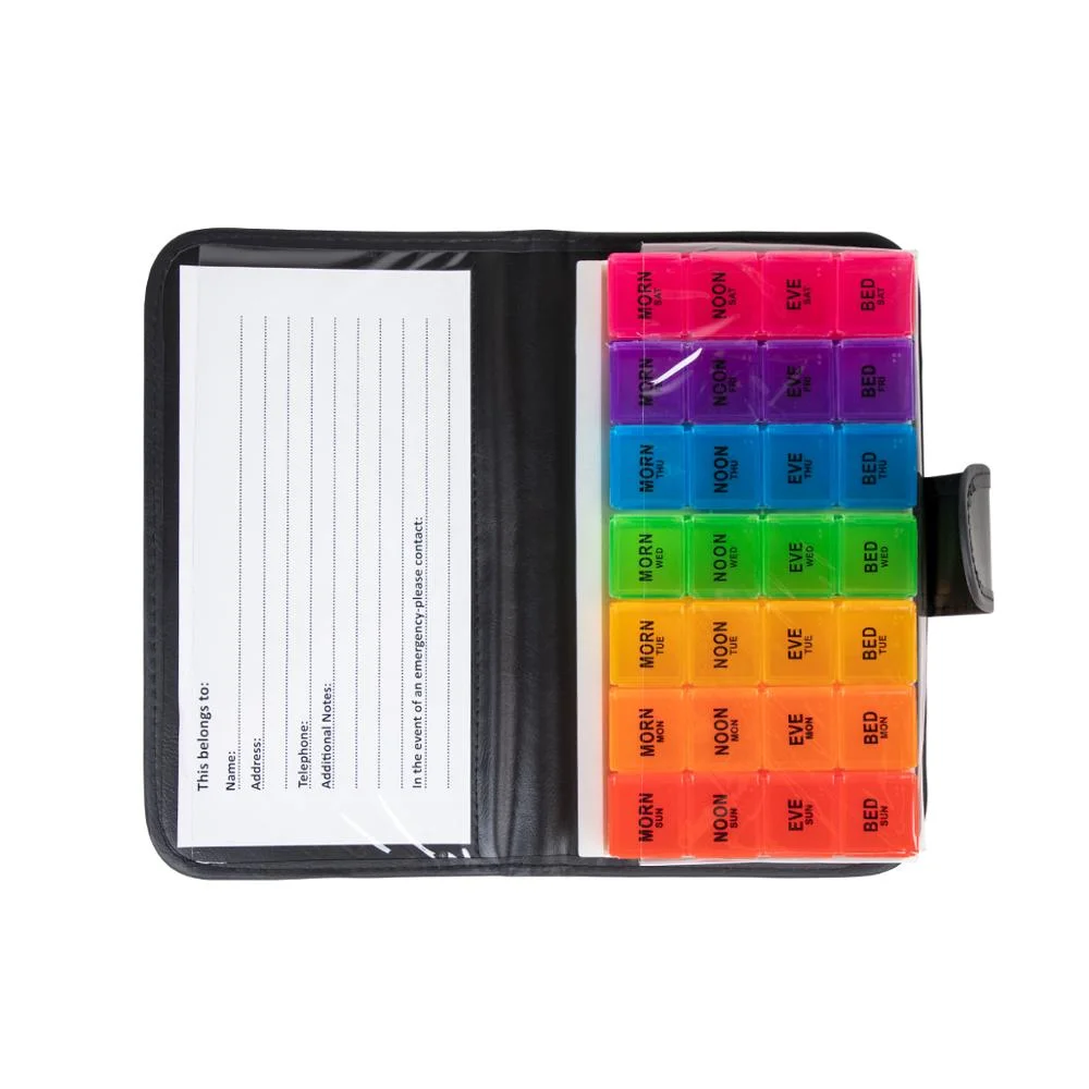 Wholesale/Supplier Leather 7 Days Weekly Pill Box 28 Compartment PU Pill Case