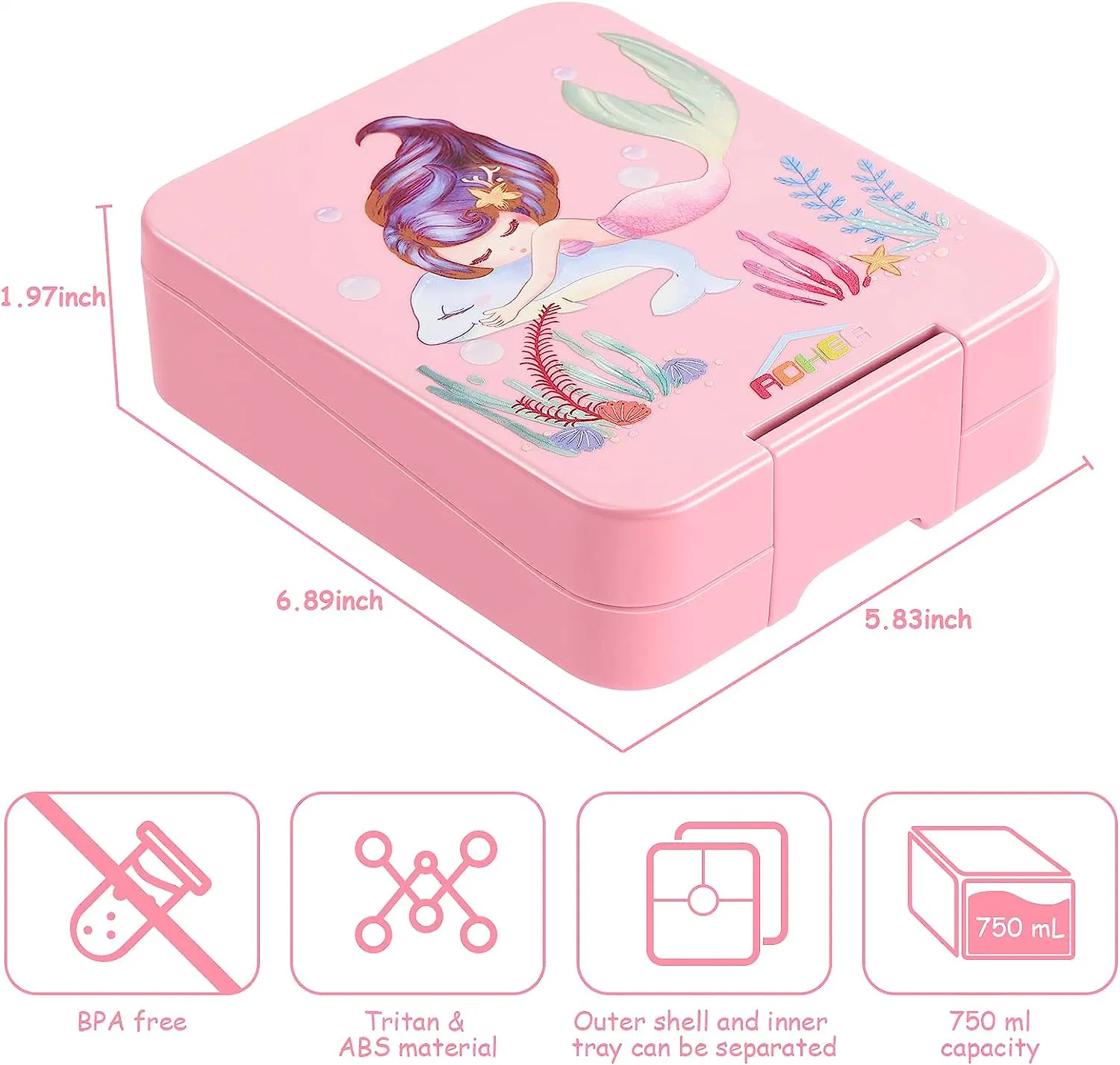 Aohea 4 compartimiento Oficina de plástico almuerzo de la Escuela contenedor Bento almuerzo Box Wholesalee Amazon niños Colorful Bento Box almuerzo Box comida Paquete de almuerzo para niños de grado S