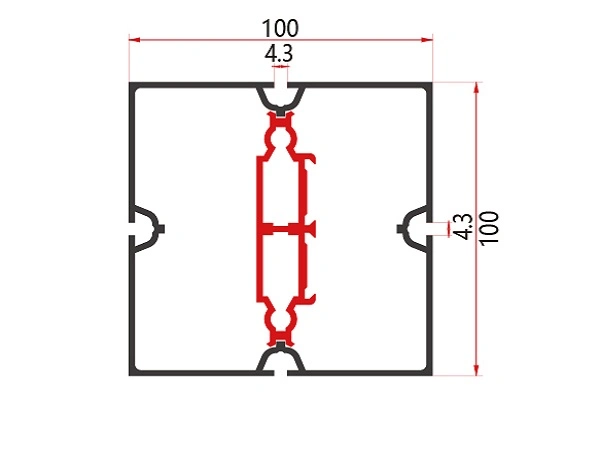 Square Extrusion 100 - GM10001 Aluminium 4 System Grooves of Expo Booth Accessories