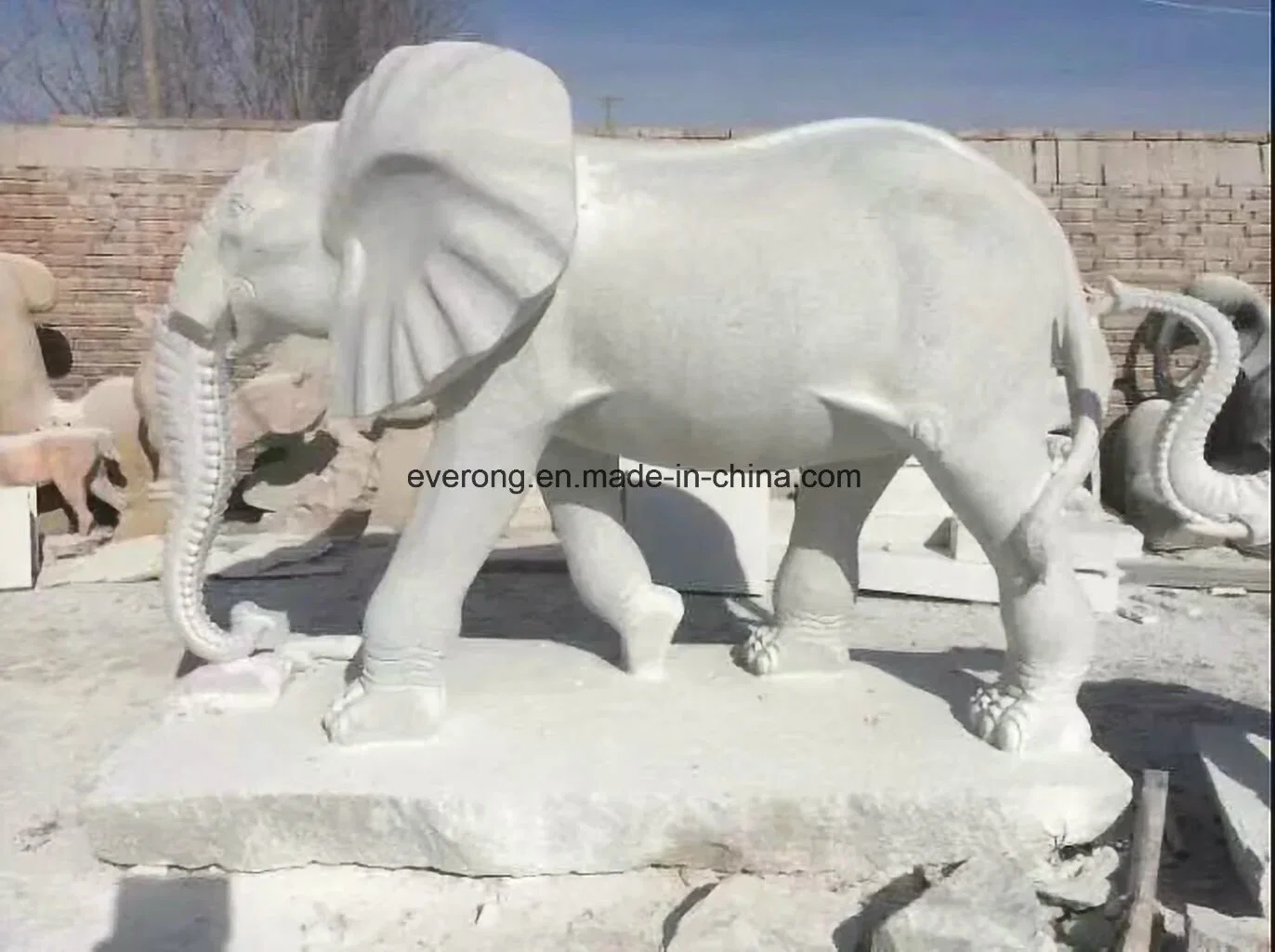 El tamaño de la vida de piedra de mármol de granito rojo atardecer estatua elefante para jardín de esculturas de animales