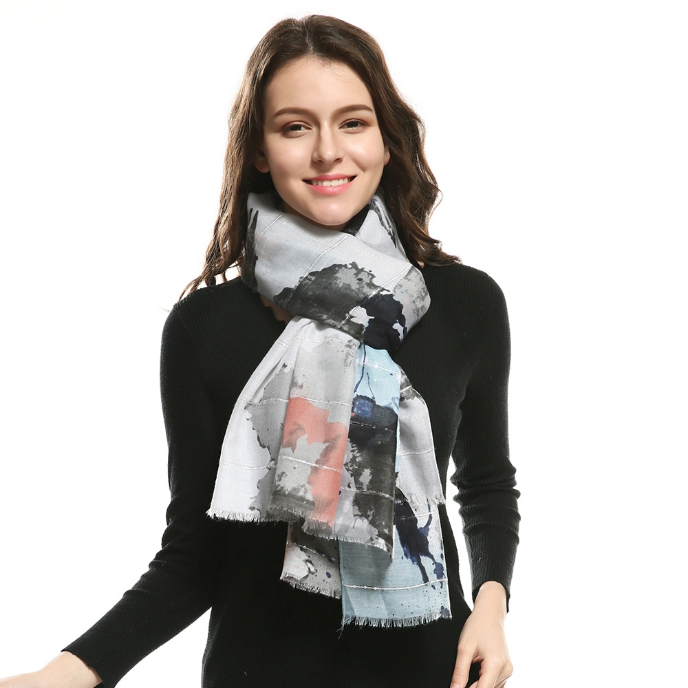 Весенний летний мусульманский хижаб Флора Печать Scrawl Scarf