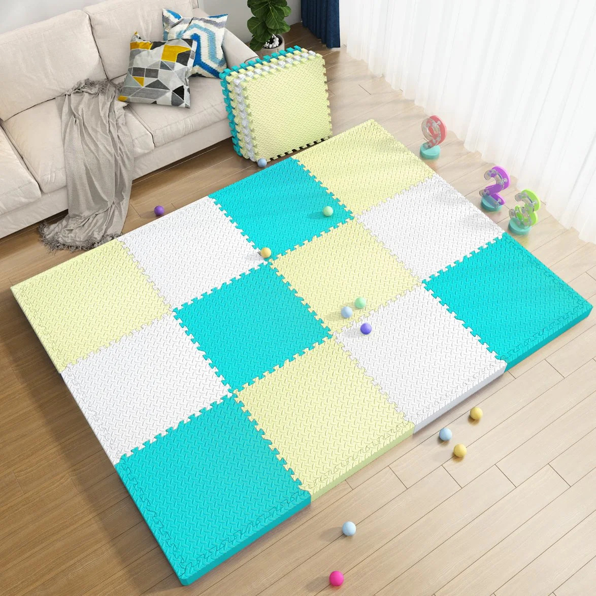 Non-Toxic Non Slip Surface Soft Safe Baby Mat Interlocking Multicolor Crawling Mat