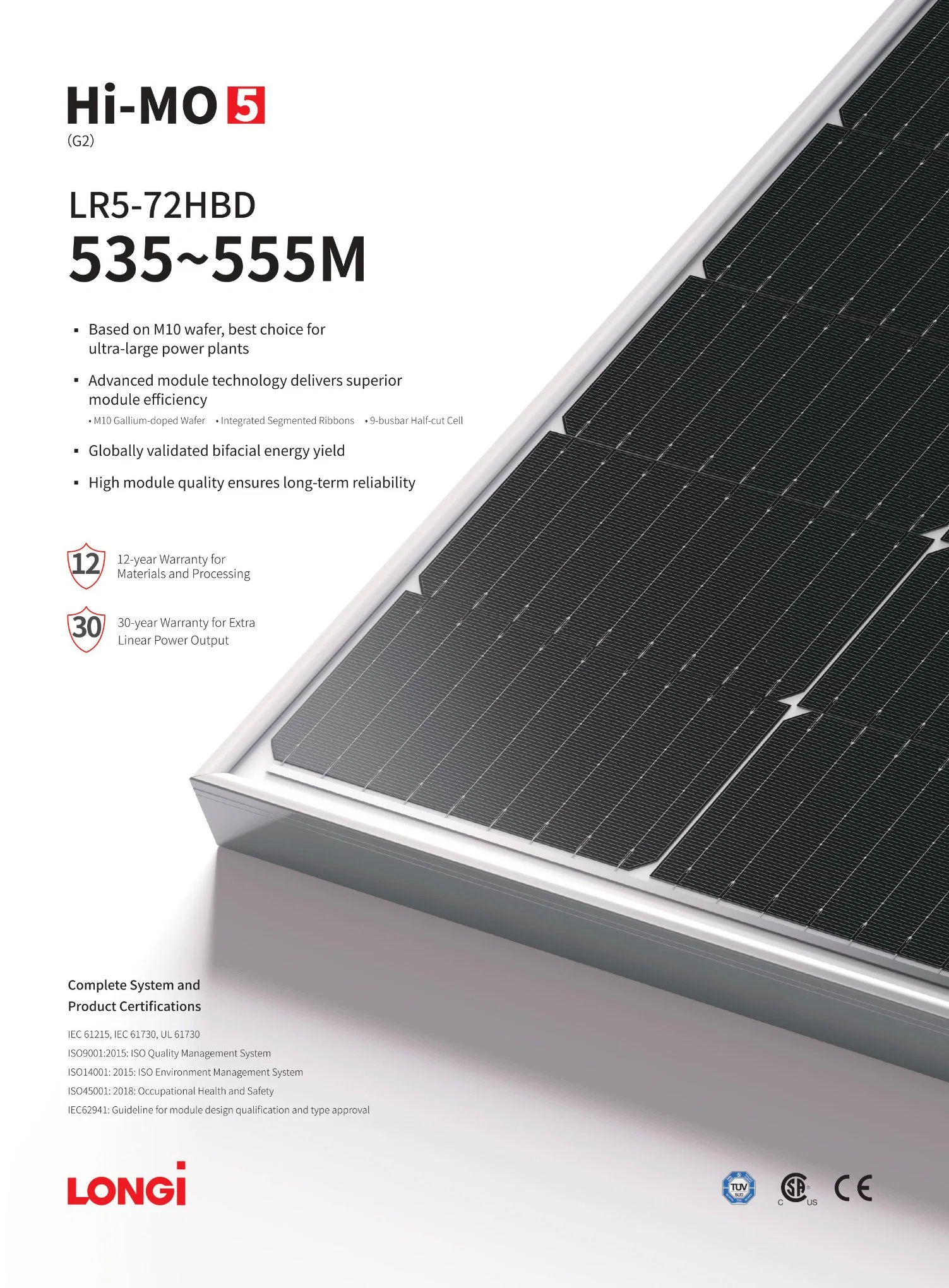 Hot Selling Factory Direct Price Longi 535W 540W 545W 550W 555W Half Cell Green Energy Solar Panels