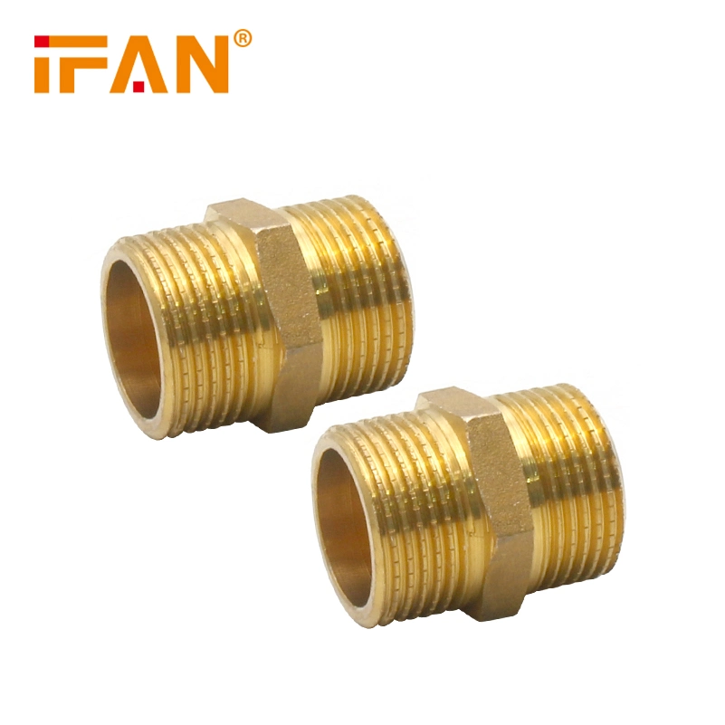 Ifan Manufacturers Brass Plumbing Fittings 1/2 Inch 1inch Nipple Forged Brass Fittings