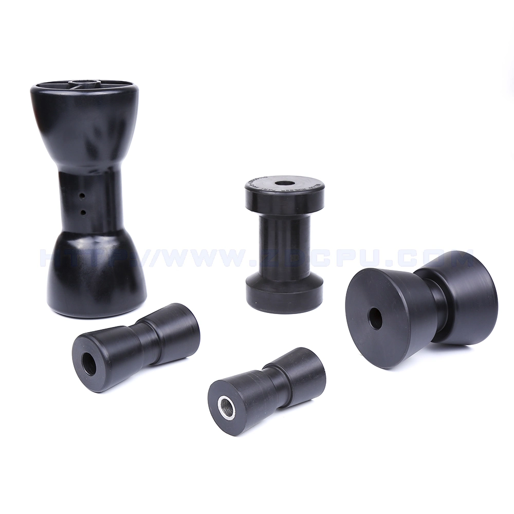 Customized Size Plastic Small Parts Concave Roller Wheels Black Rubber Pulley Wheel