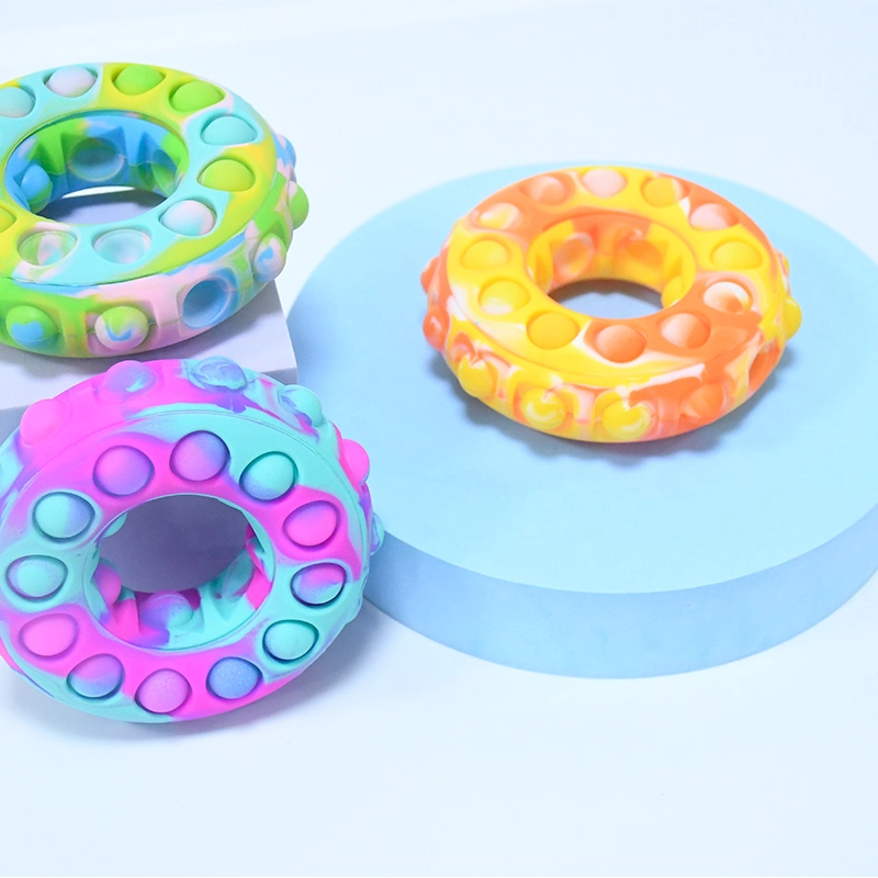 2022 Neu 3D Bunte Silikon Donuts Stress Relief Fidget Spielzeug Sensorische Autismus Pop IT Push Bubble Spielzeug für Kinder Kinder Werbeaktion