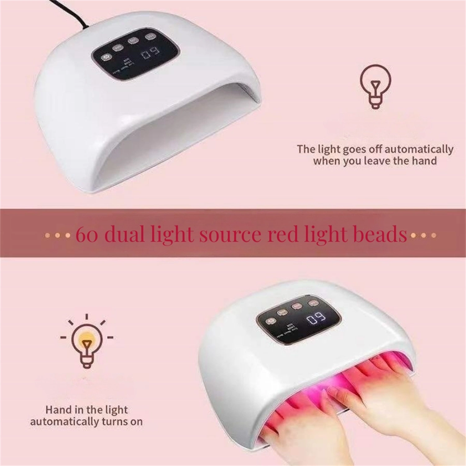 Professionelle elektrische 180W Doppelhand LED UV Nagelleuchte rot Licht für Gelpolitur und Härtung Nail Dryer Maschine für Nutzung Des Salons