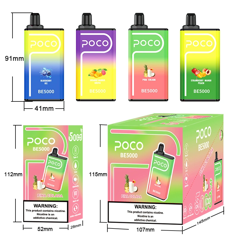 OEM/ODM 5000 Puffs Poco Be5000 Wholesale/Supplier I Vape Mesh Coil 15ml Disposable/Chargeable Vape Pen Mtl/Dtl