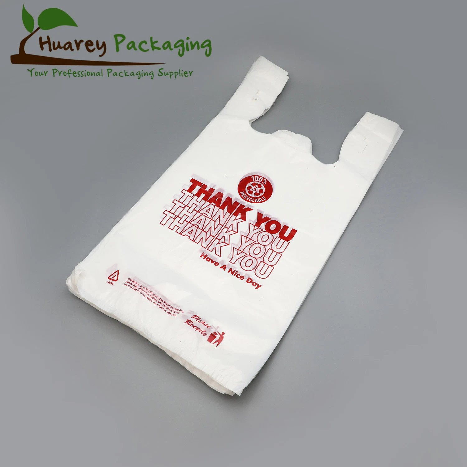 HDPE Plain White Plastic T-Shirt Shopping Bag for Supermarket