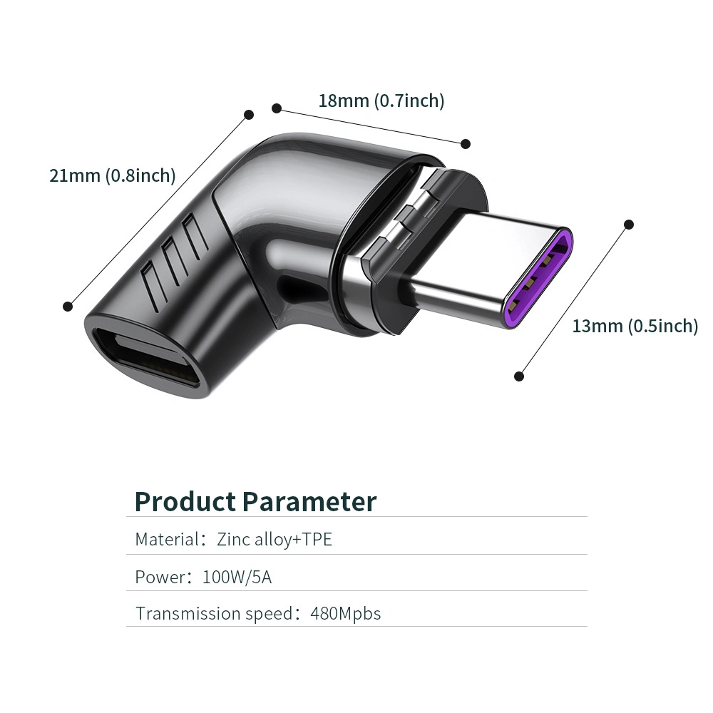 Multifunktionaler Adapter Typ C auf Typ C für magnetische Ansaugung 100W 5A