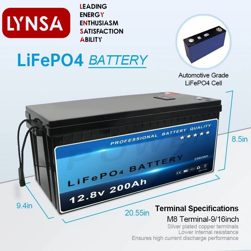 Großhandelspreis LiFePO4 Batterie 12V 200Ah Lithium-Batterie mit Bluetooth