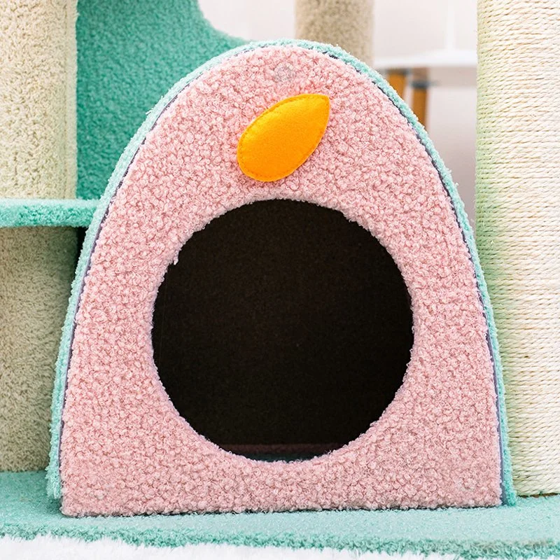 Indoor Kitty Condo Beige Scratching Post Cat Trees Climbing Tower for Sale