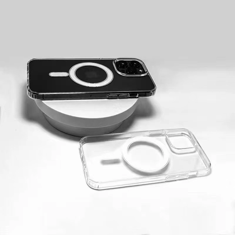 صندوق غطاء هاتف الرنين المغناطيسي الآمن الأصلي شفاف حقيبة MagSafe مع شاحن لاسلكي لجهاز Apple iPhone 12 13 14 PRO بحد أقصى