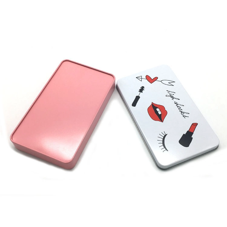 Pinceau à maquillage rectangulaire fin personnalisé pour sourcils emballage boîte en étain