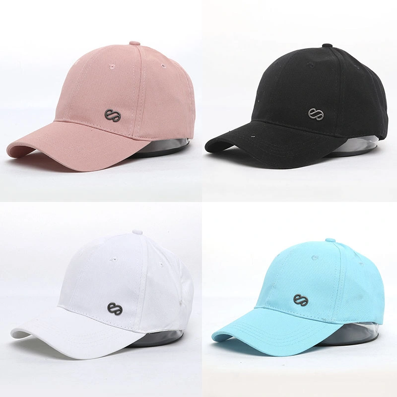 Clastic Style Soft Cotton Fabric Metal Logo Multi Colors Baseball Sports Cap Summer Camp Hat Blank Cap Khaki Color