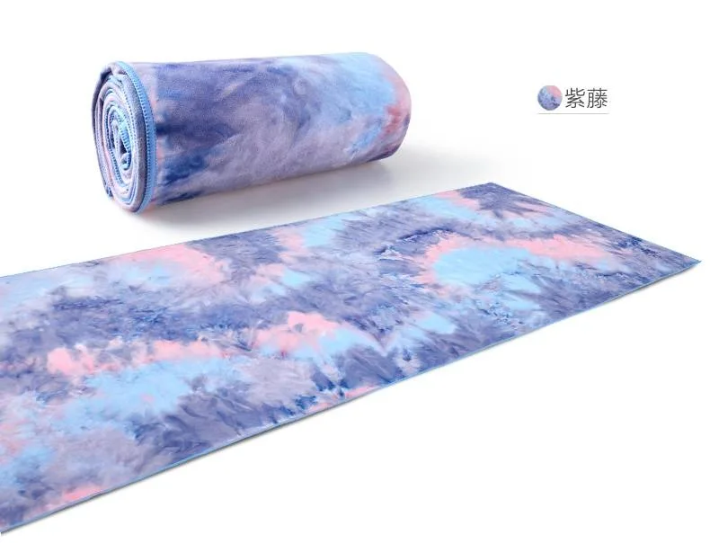 Hot Sale Soft Fitness Men Women Tie Dye Non Slip Microfiber Suede Yoga Mat Towel Set