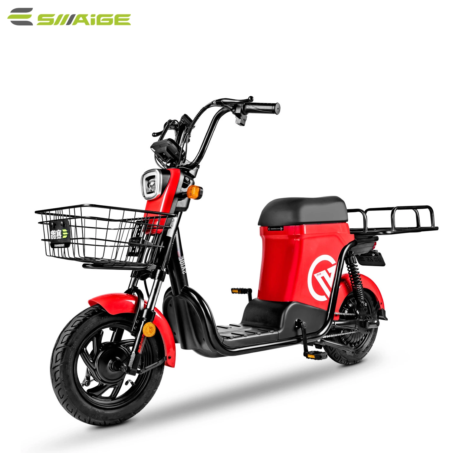 Saige Red 2 Wheel Electric Motorcycle Can Carry Goods