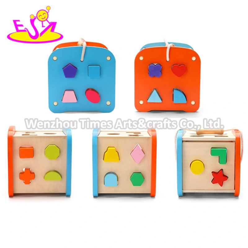 New Arrival Educational Wooden Shape Sorting Cube for Toddlers W12D201