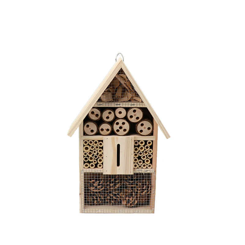 Garden Hanging Wooden Insect Mason Bee Hotel for Crafts Wooden Bird Feeder Birdhouse for Outside