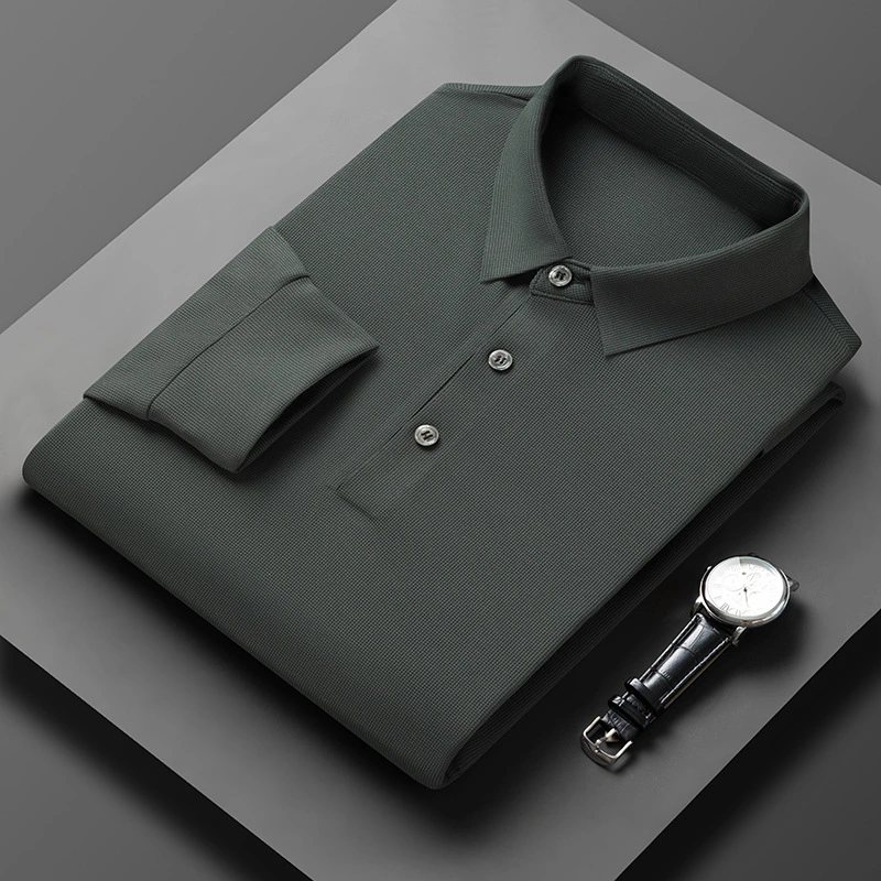 Grossista Custom Design alta qualidade Plain Long Sleeve Mens Golf Polo lapel para desporto casual bordado