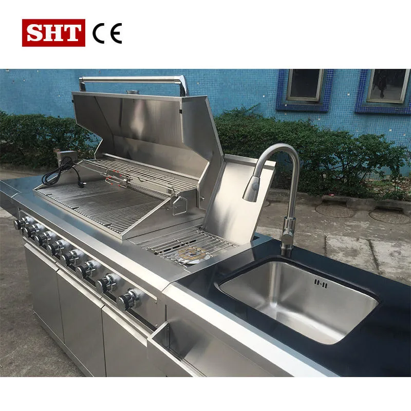 Hot Selling Stainless Steel Kitchen Cabinet Morden BBQ Grill with Sink